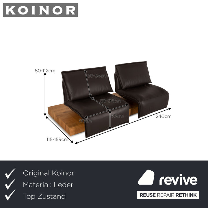 Koinor Free Motion Edit 3 Leder Zweisitzer Dunkelbraun Sofa Couch Funktion