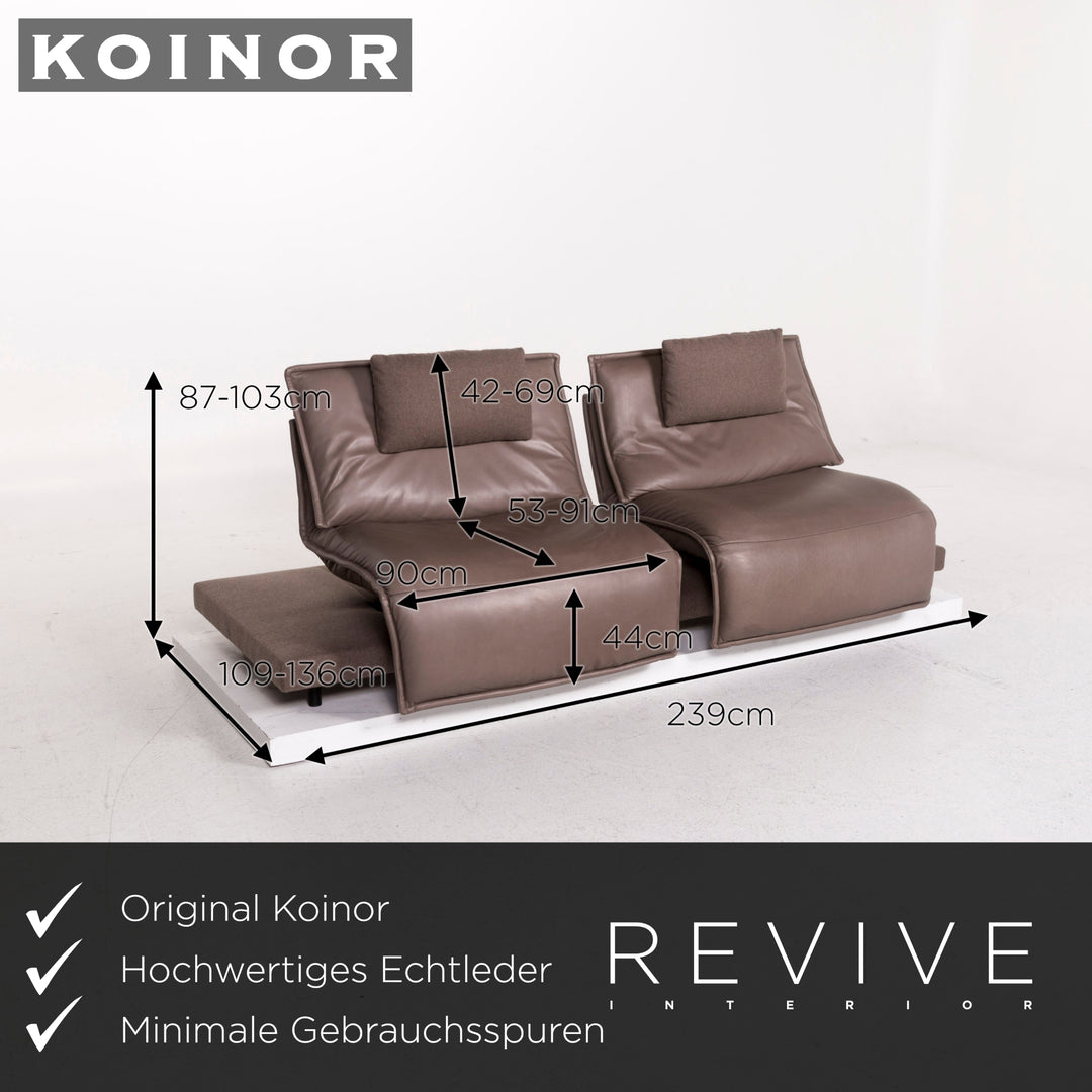 Koinor Free Motion Edit 1 Leather Sofa Gray Two Seater Function Relaxation Couch #12509