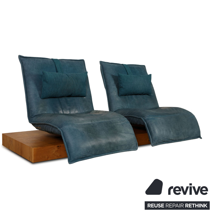 Koinor Free Motion Epos 3 Leder Sofa Blau Zweisitzer Couch elektrische Funktion