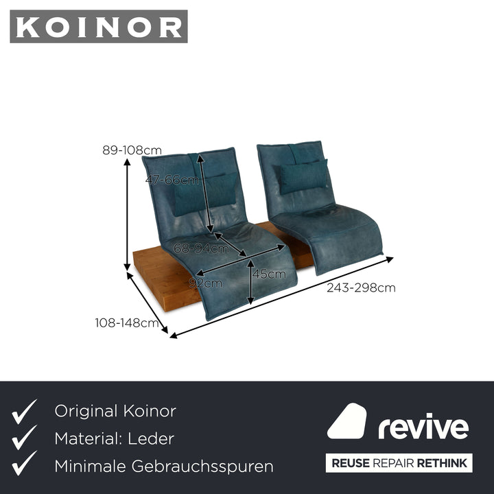 Koinor Free Motion Epos 3 Leder Sofa Blau Zweisitzer Couch elektrische Funktion