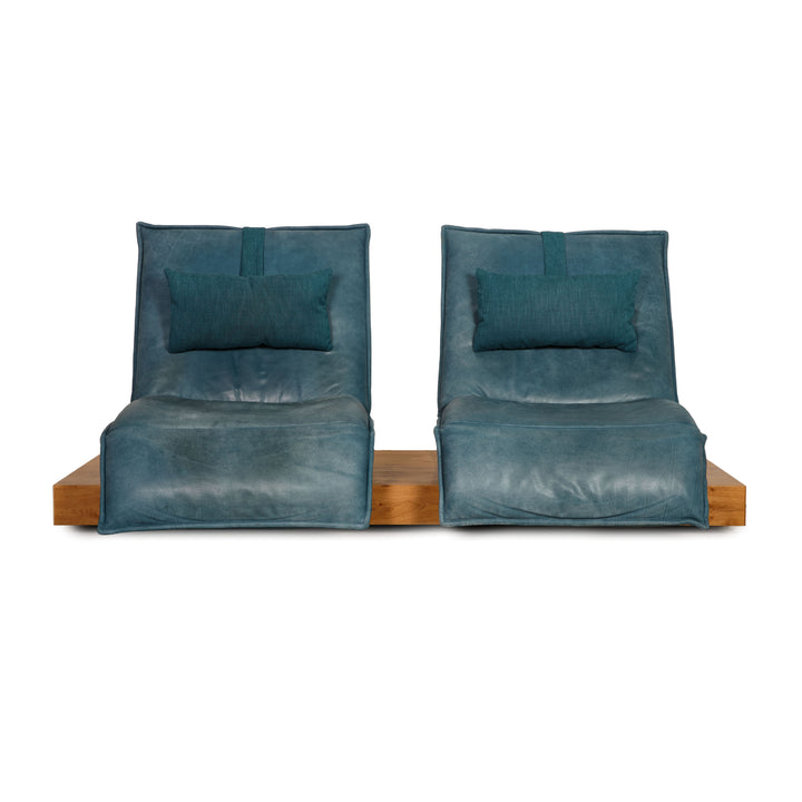 Koinor Free Motion Epos 3 Leder Sofa Blau Zweisitzer Couch elektrische Funktion