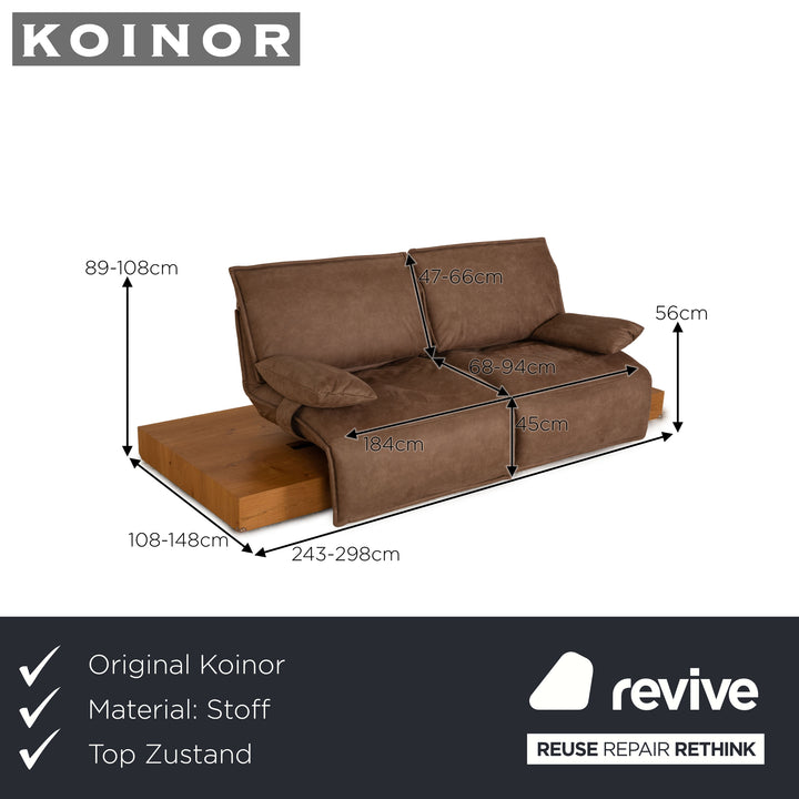 Koinor Free Motion Epos 3 Stoff Zweisitzer Braun Sofa Couch elektrische Funktion