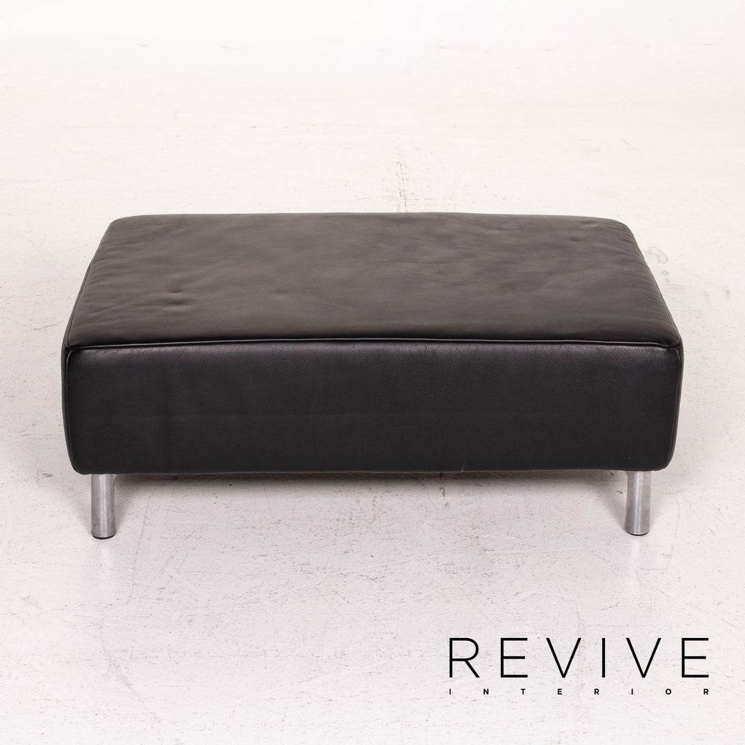 Koinor Genesis Leather Stool Black Ottoman #15099