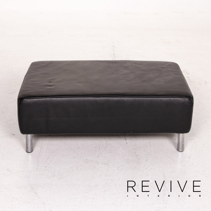 Koinor Genesis Leather Stool Black Ottoman #15099