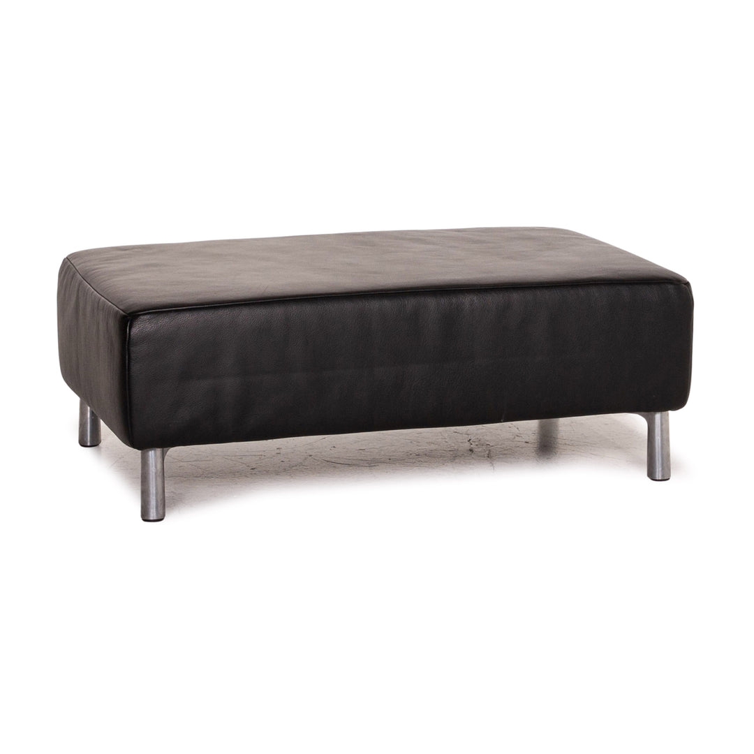 Koinor Genesis Leather Stool Black Ottoman #15099