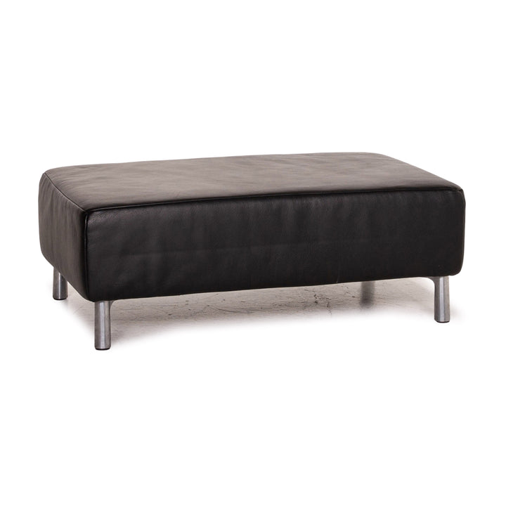 Koinor Genesis Leather Stool Black Ottoman #15099