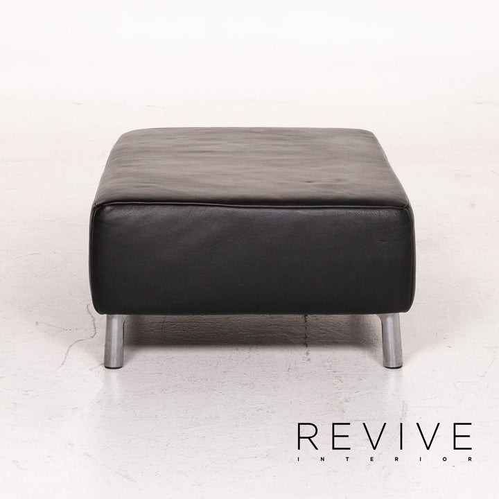 Koinor Genesis Leather Stool Black Ottoman #15099