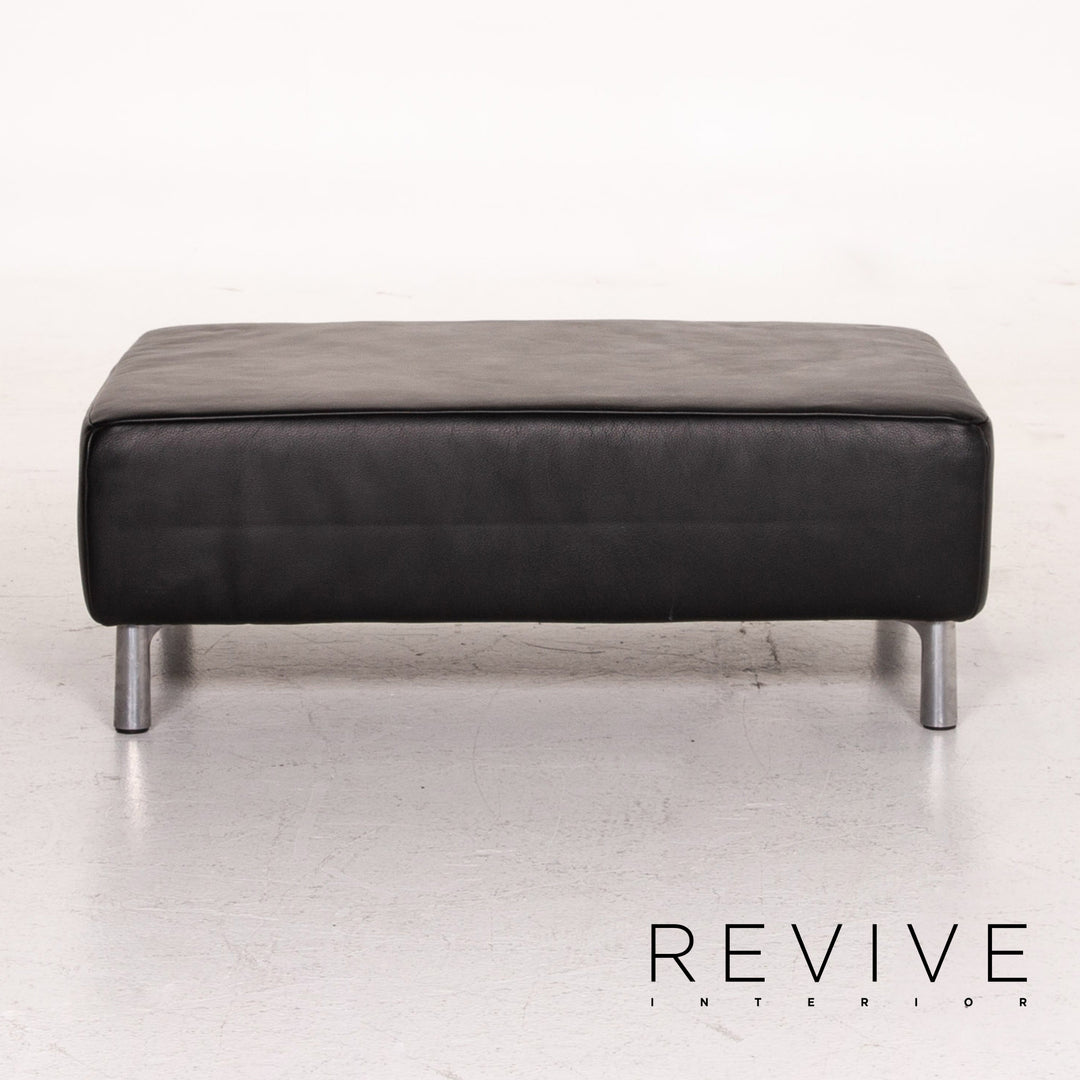 Koinor Genesis Leather Stool Black Ottoman #15099