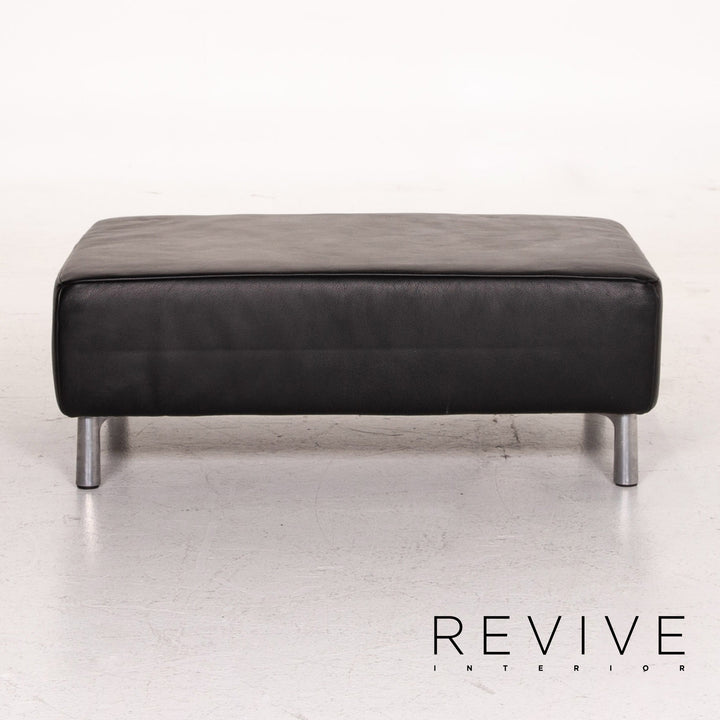 Koinor Genesis Leather Stool Black Ottoman #15099