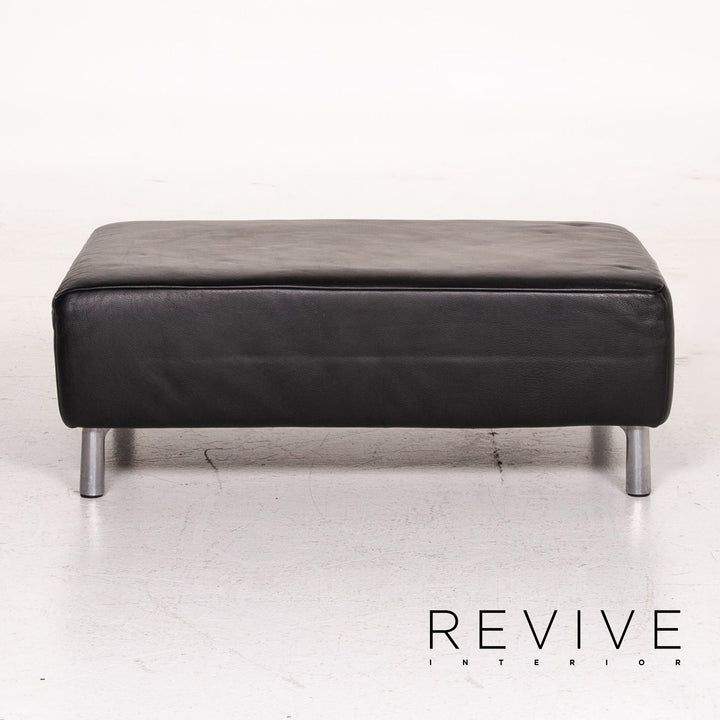 Koinor Genesis Leather Stool Black Ottoman #15099