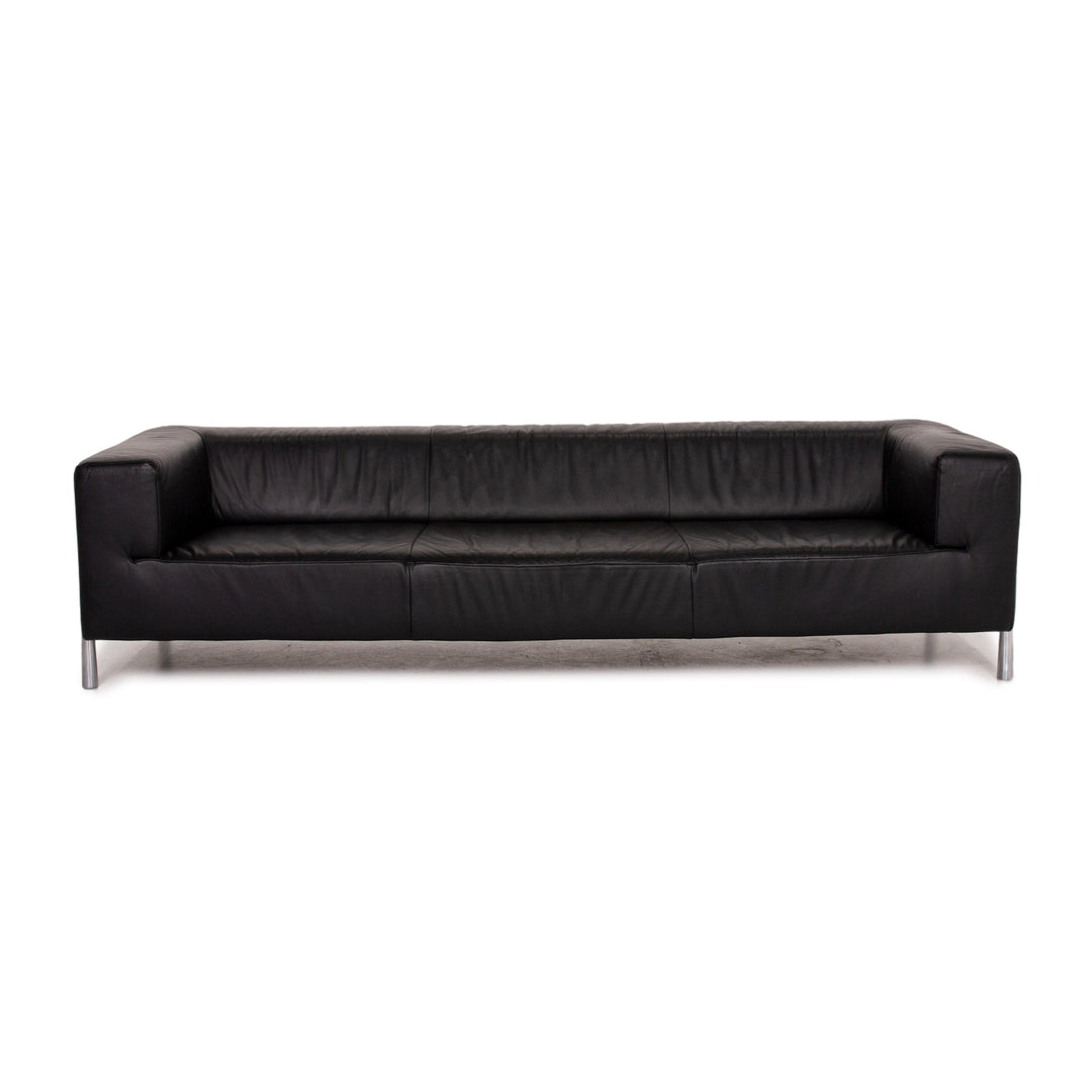 Koinor Genesis Leather Sofa Black Four Seater Couch #13714