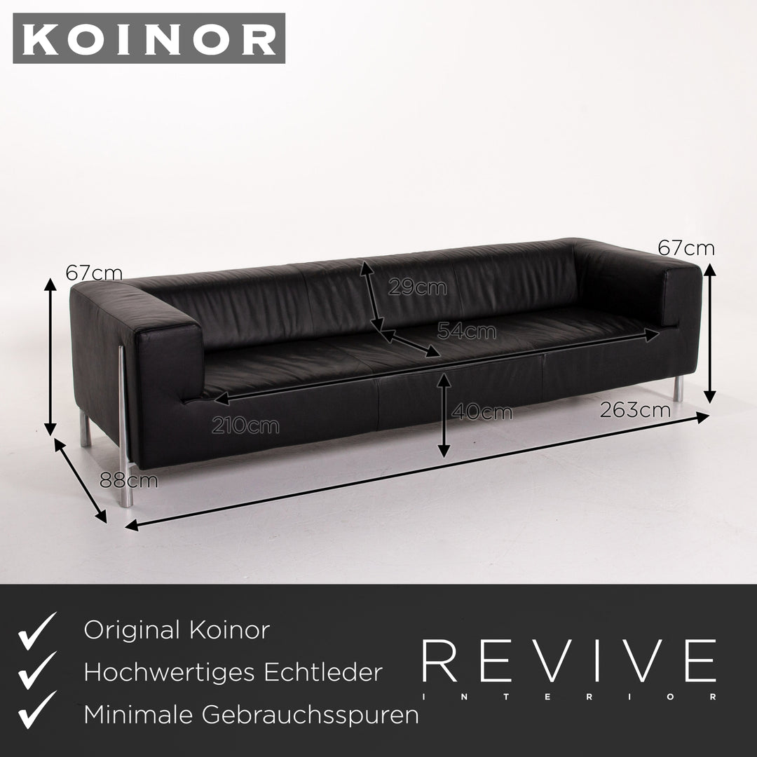 Koinor Genesis Leather Sofa Black Four Seater Couch #13714