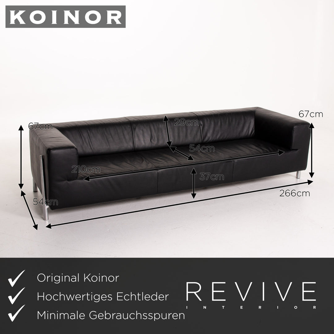 Koinor Genesis Leather Sofa Black Four Seater Couch #14018