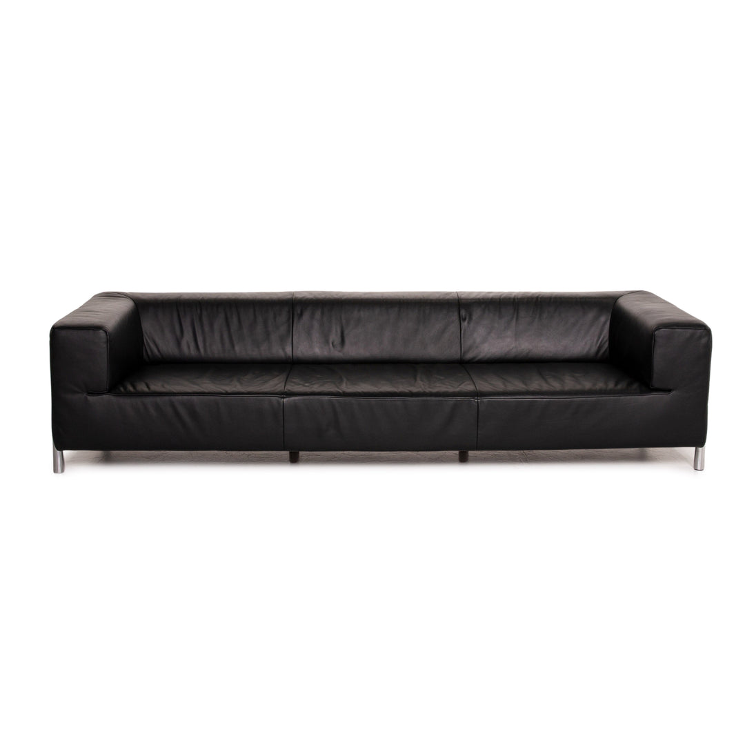 Koinor Genesis Leather Sofa Black Four Seater Couch #14018