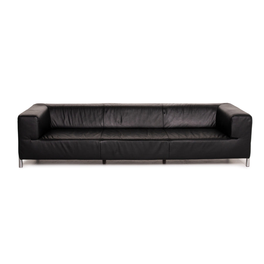 Koinor Genesis Leder Sofa Schwarz Viersitzer Couch #14018