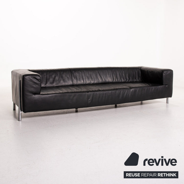 Koinor Genesis Leder Sofa Schwarz Viersitzer Couch #14772