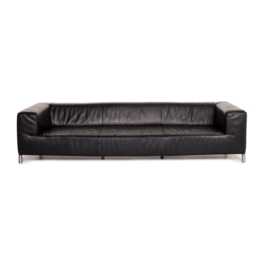 Koinor Genesis Leather Sofa Black Four Seater Couch #14772