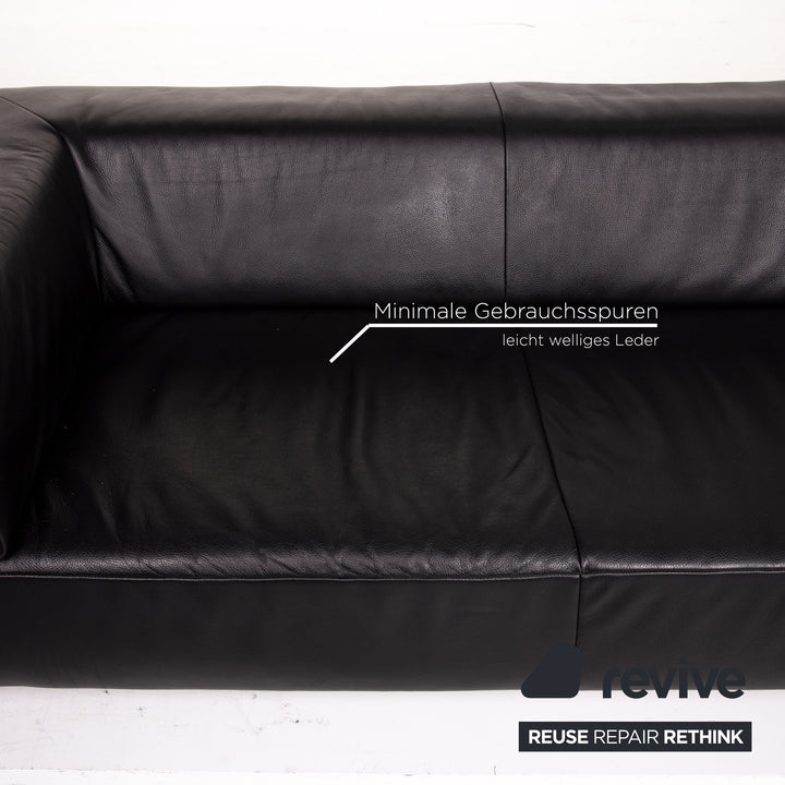Koinor Genesis Leather Sofa Black Two Seater Couch #14819