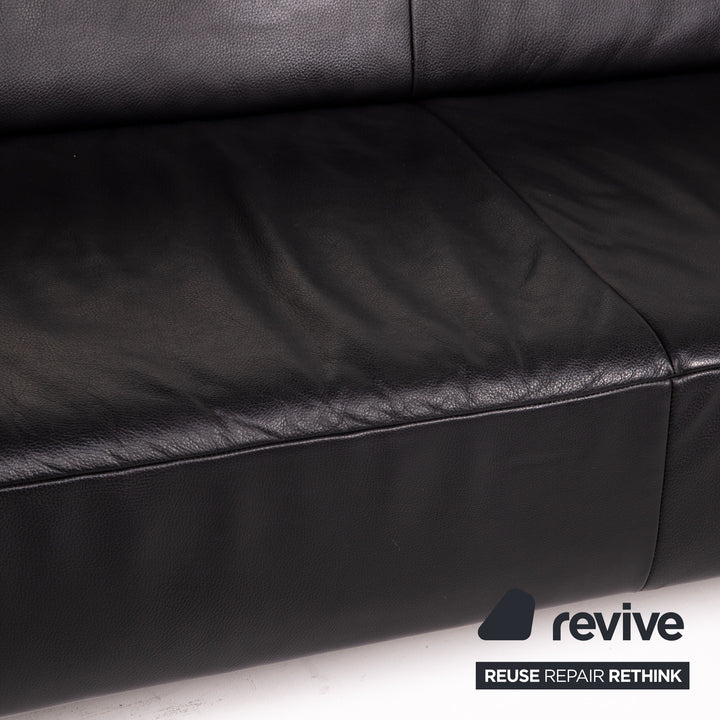 Koinor Genesis Leder Sofa Schwarz Zweisitzer Couch #14819