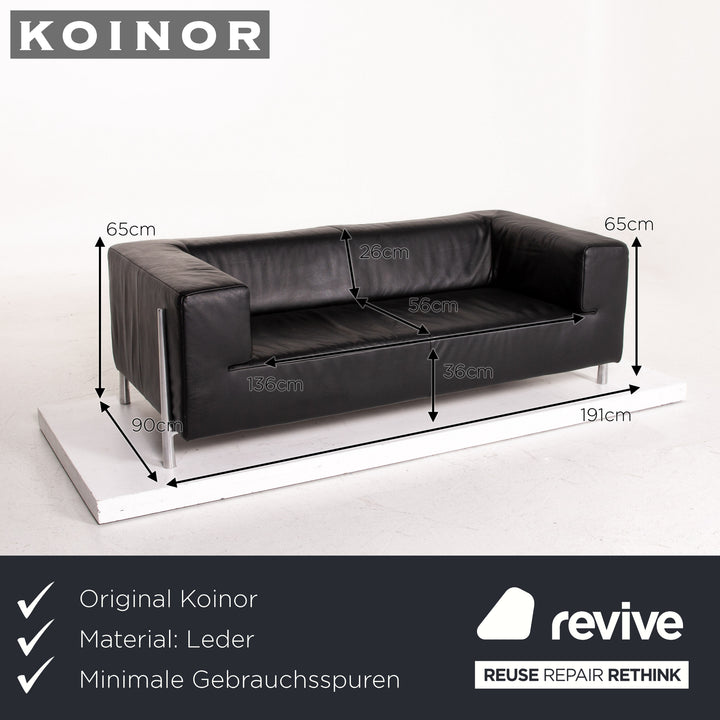 Koinor Genesis Leather Sofa Black Two Seater Couch #14819