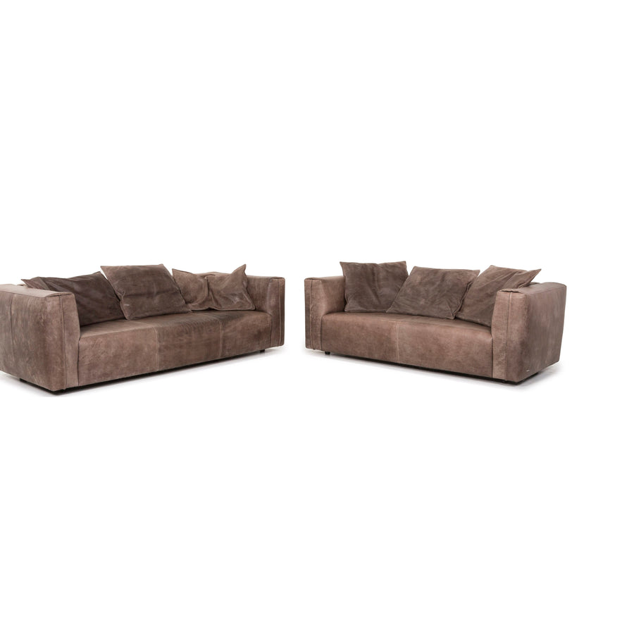 Koinor Glenn Aninlin Leather Sofa Brown 1x Three Seater 1x Two Seater #13097