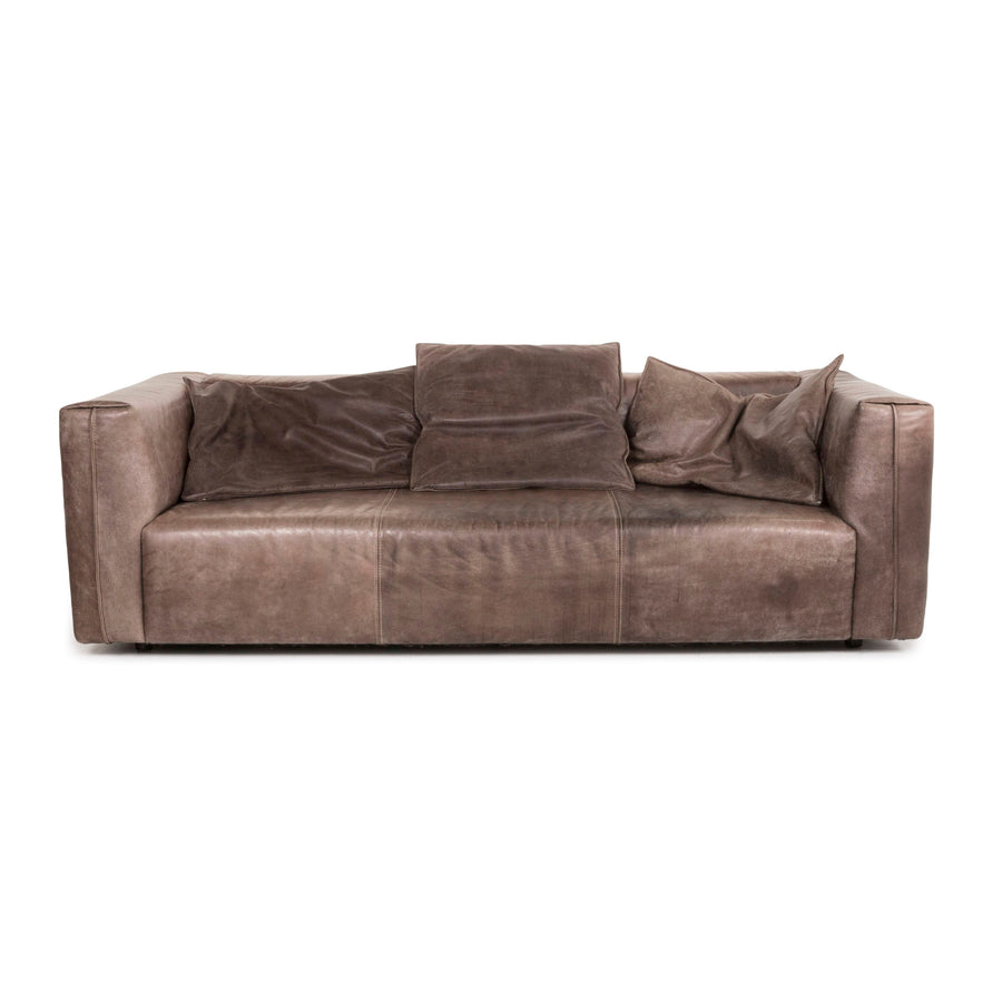 Koinor Glenn Leather Sofa Brown Three Seater Couch #12894