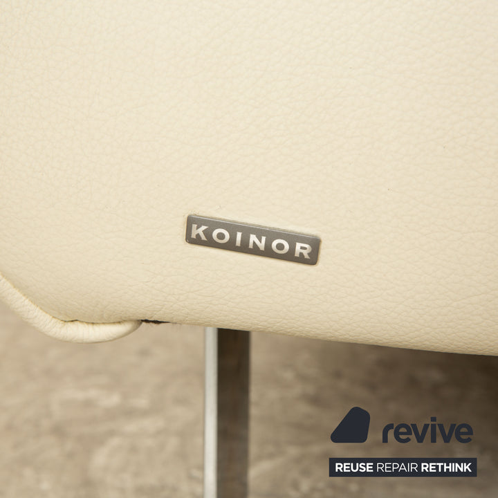 Koinor Goya Leather Three Seater Cream Sofa Couch Manual Function