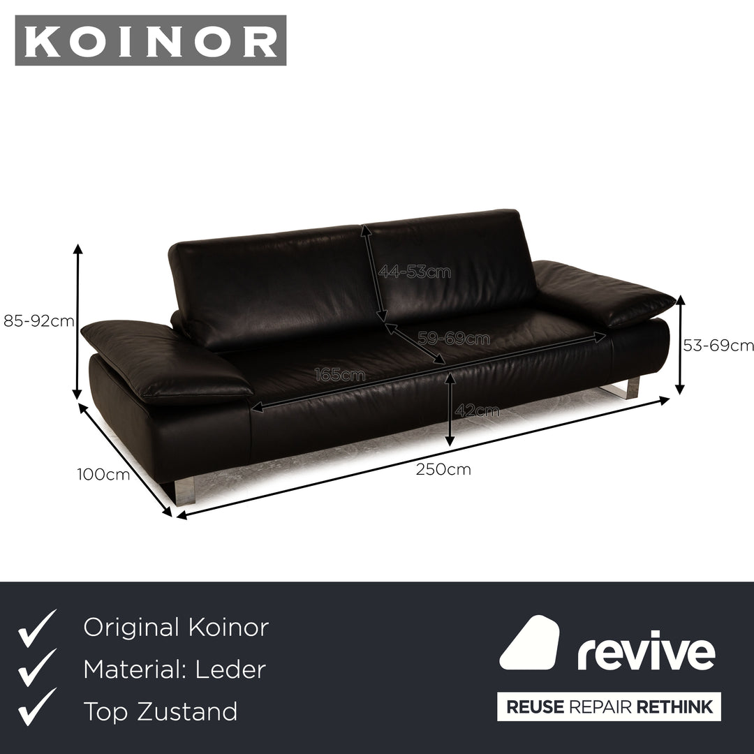 Koinor Goya Leder Dreisitzer Schwarz Sofa Couch
