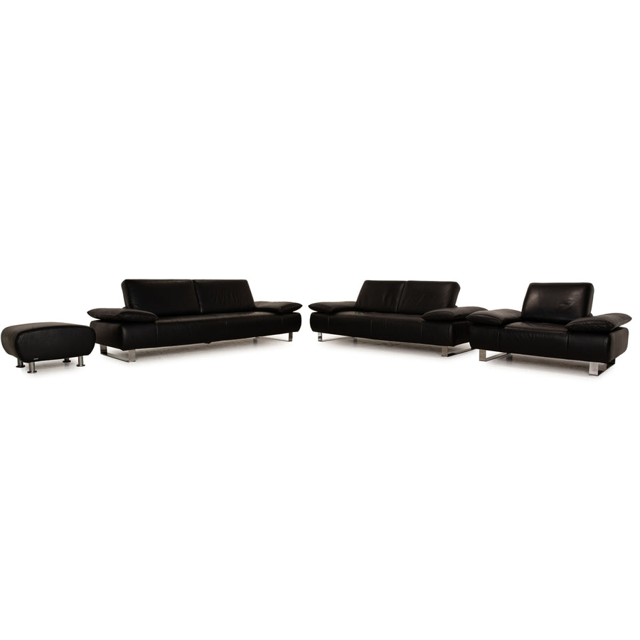 Koinor Goya Leather Sofa Set Black Three Seater Two Seater Stool Armchair Couch Manual Function