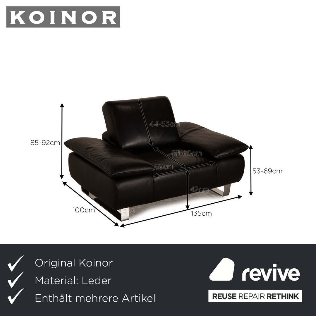 Koinor Goya Leather Sofa Set Black Three Seater Two Seater Stool Armchair Couch Manual Function
