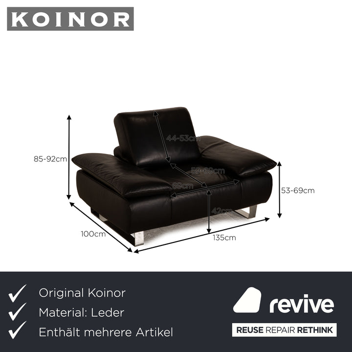 Koinor Goya Leather Sofa Set Black Three Seater Two Seater Stool Armchair Couch Manual Function