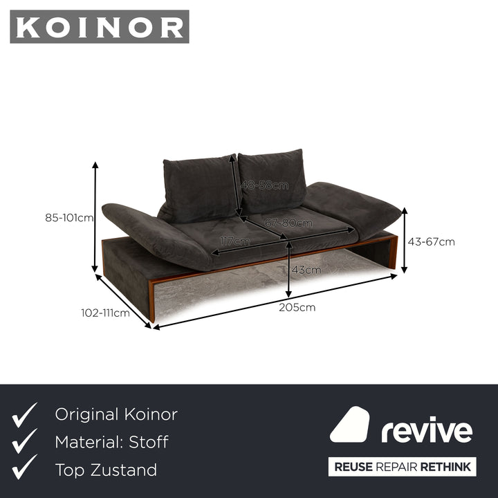 Koinor Harriet Stoff Zweisitzer Grau Alcantara Sofa Couch manuelle Funktion