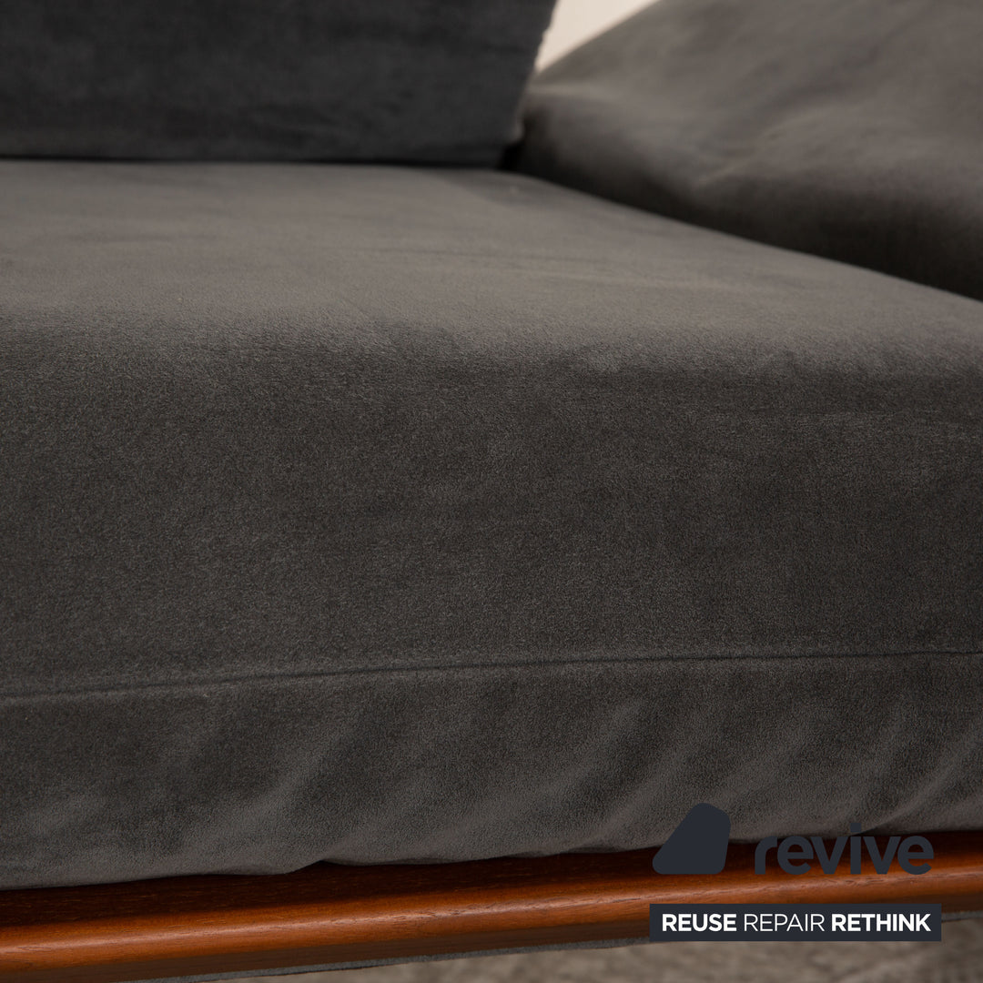 Koinor Harriet Stoff Zweisitzer Grau Alcantara Sofa Couch manuelle Funktion