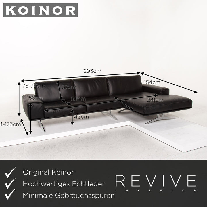 Koinor Hiero Leder Ecksofa Schwarz Funktion Sofa Couch #13480
