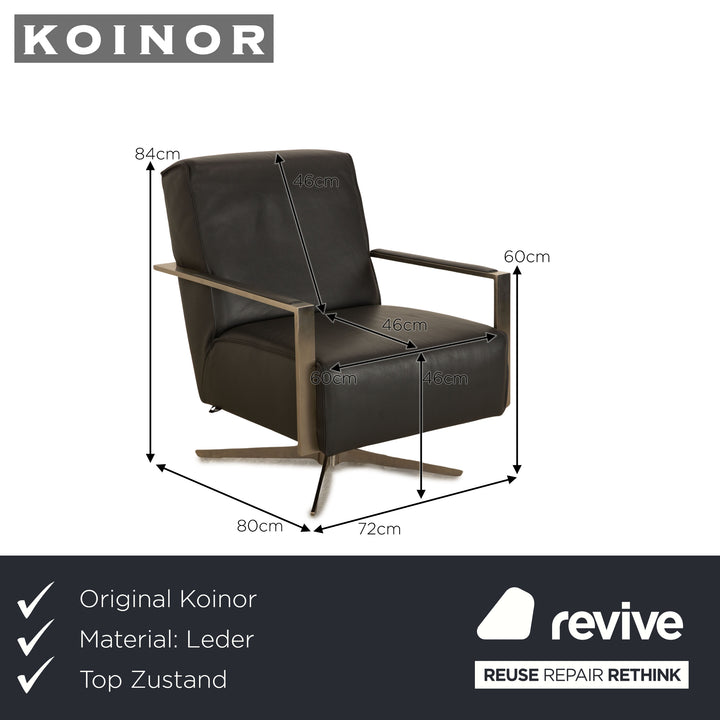 Koinor Jenson Leder Sessel Dunkelgrau