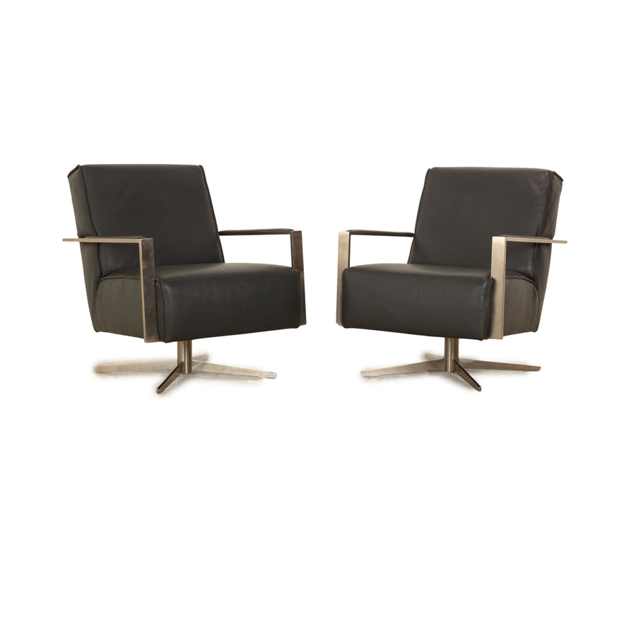 Koinor Jenson leather armchair set dark gray