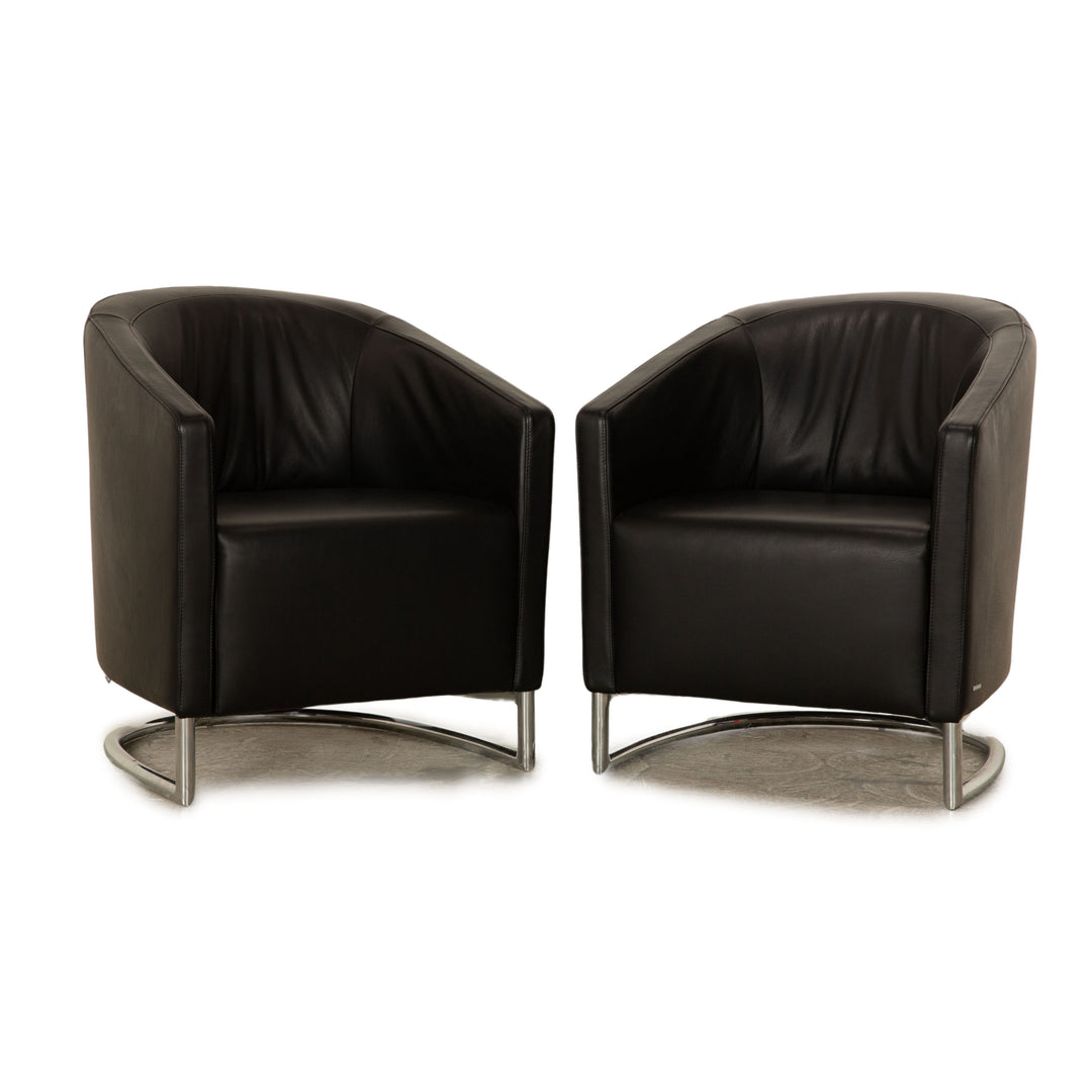 Ensemble de fauteuils en cuir Koinor Junior noir