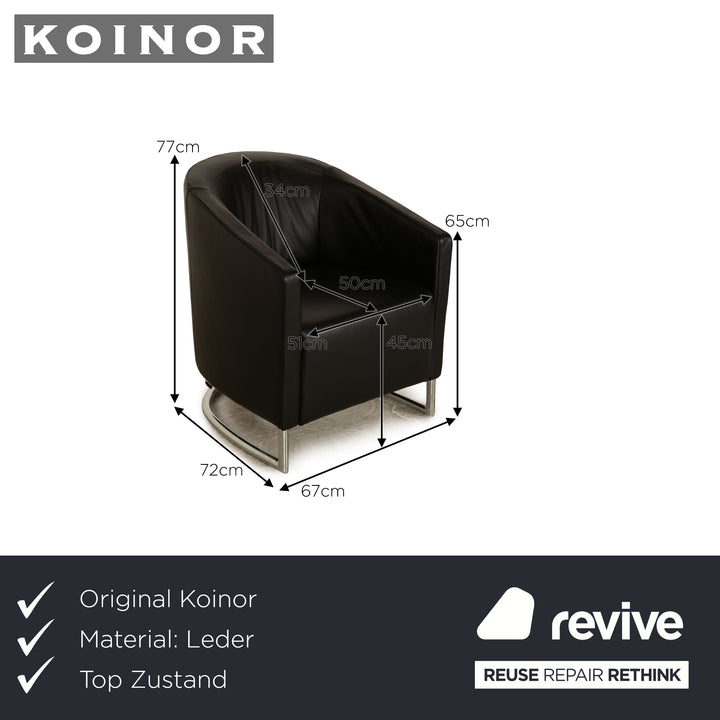 Koinor Junior Leather Armchair Black