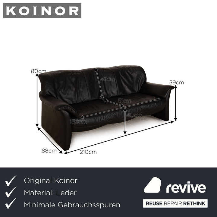 Koinor Leder Dreisitzer Schwarz Sofa Couch
