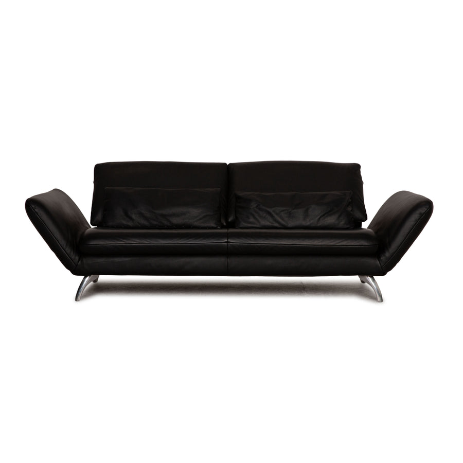 Koinor Leather Three Seater Black Sofa Couch Function
