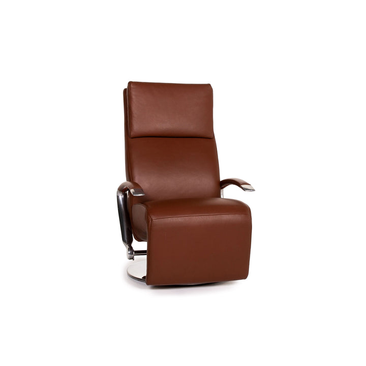 Koinor leather armchair cognac brown recliner relax function function #14364