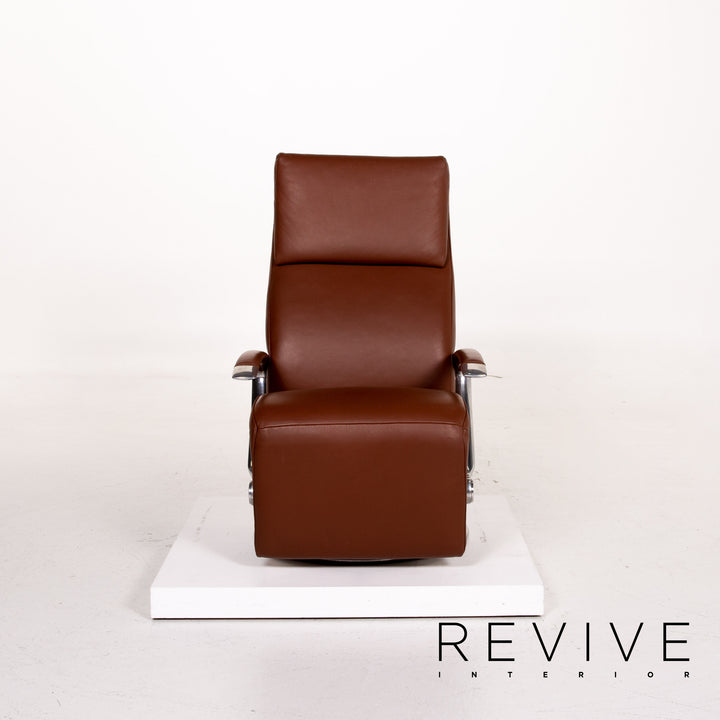 Koinor leather armchair cognac brown recliner relax function function #14364