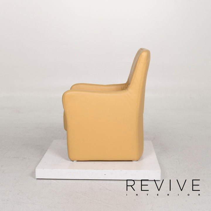 Koinor leather armchair set yellow 2x armchair 1x stool #13049