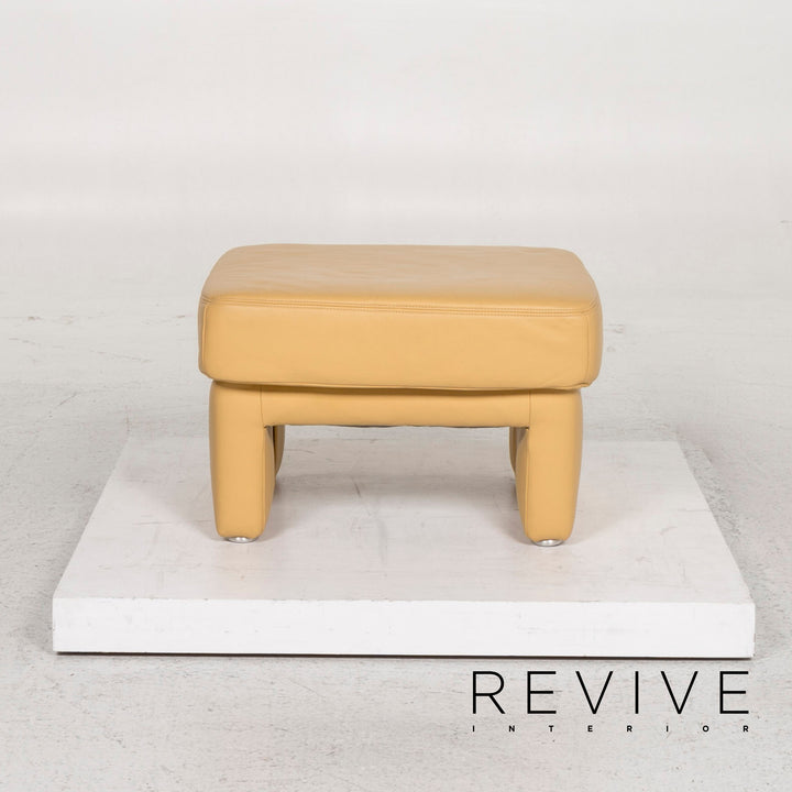 Koinor leather armchair set yellow 2x armchair 1x stool #13049
