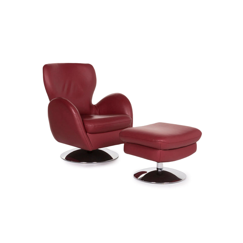 Koinor Leder Sessel Garnitur Rot 1x Sessel 1x Hocker 