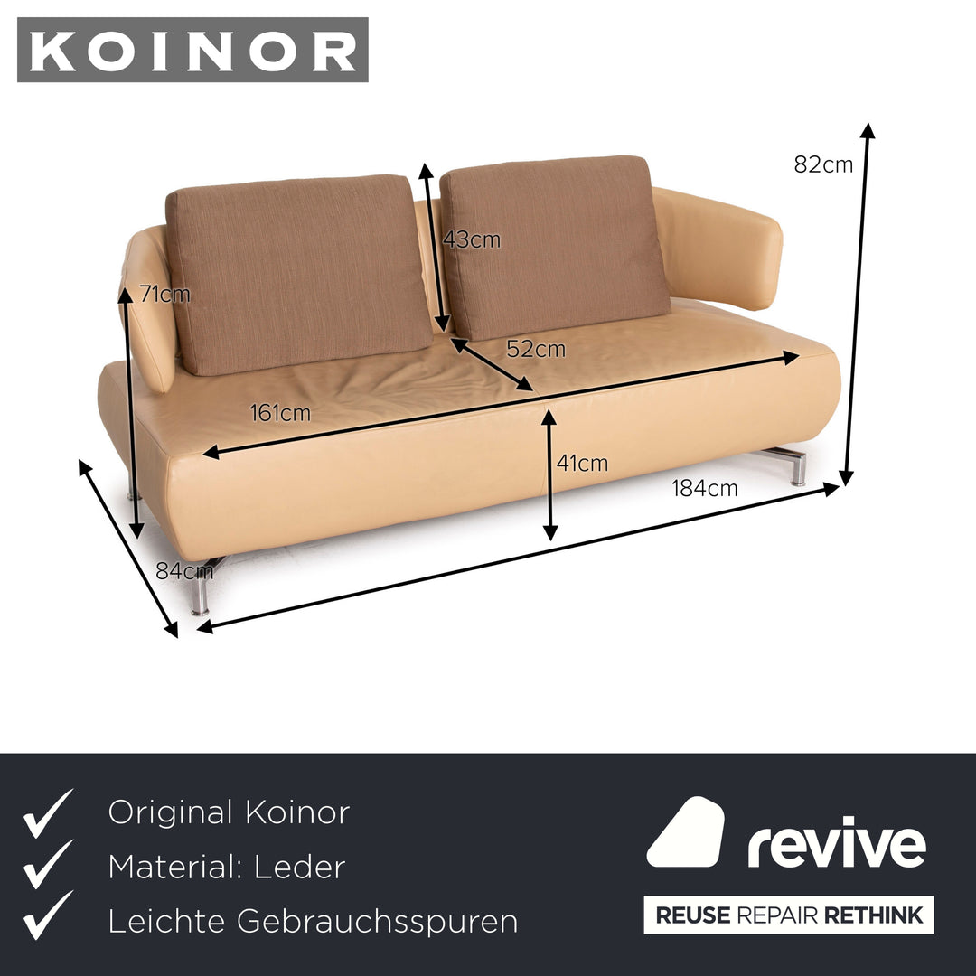 Koinor leather sofa beige two seater fabric