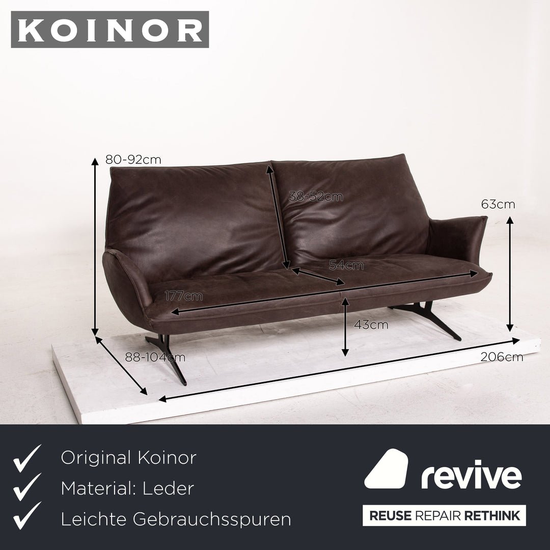 Koinor Leder Sofa Braun Dunkelbraun Dreisitzer Funktion Couch #15433