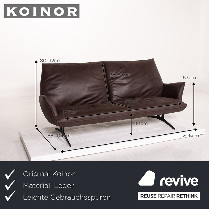 Koinor Leder Sofa Braun Dunkelbraun Dreisitzer Funktion Couch #15433