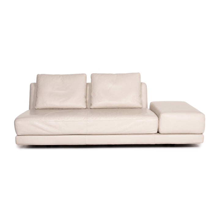 Koinor Leather Sofa Cream Three Seater Feature Couch Outlet #13995