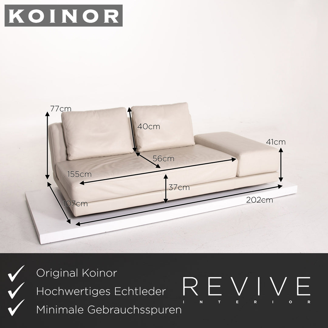 Koinor Leather Sofa Cream Three Seater Feature Couch Outlet #13995